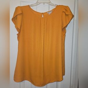 Elegant Yellow Blouse with Ruffle Sleeves